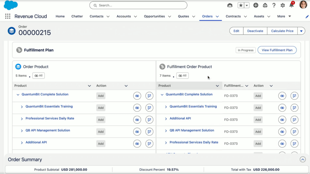 Order Decomposition and Fulfilment in Salesforce Revenue Cloud